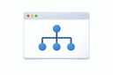 Icon: browser window with network symbol
