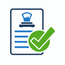 Icon: checkmark over a weigh ticket (zero errors)
